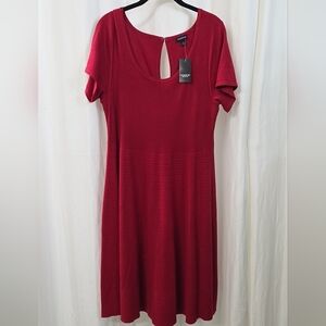 Torrid 3 3X 22/24 True Red Short Sleeve Midi Skater Sweater Dress Fit Flare Mod